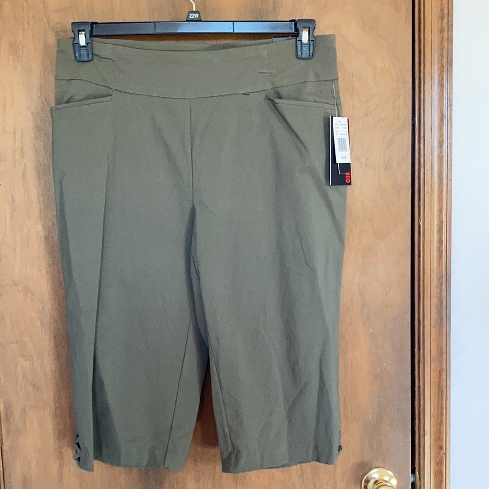 Briggs comfort waistband hidden elastic Capri olive size 16 - Picture 9 of 16